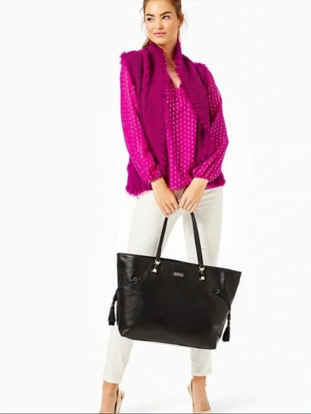 Lilly Pulitzer Mizner Black Tote Bag